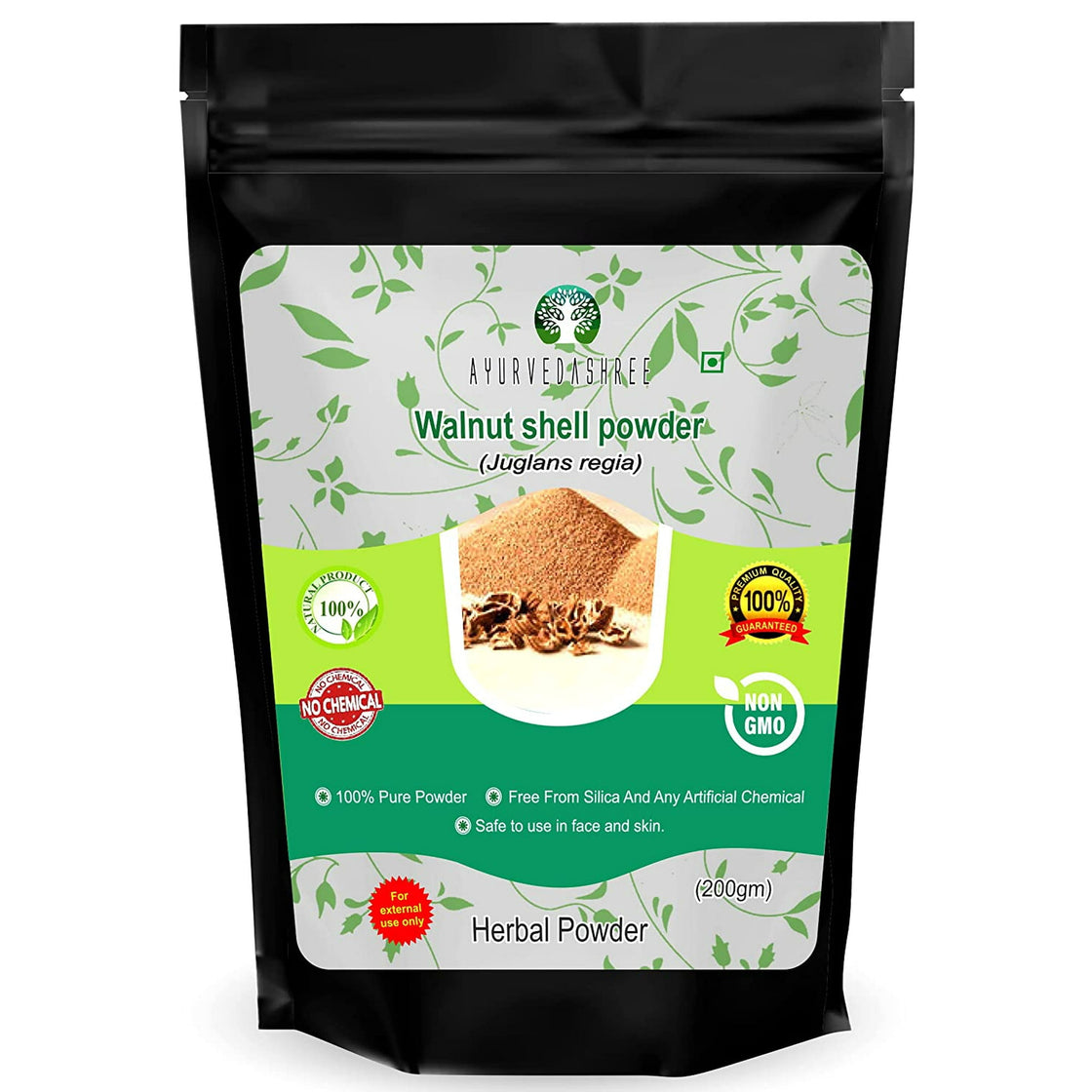 AYURVEDASHREE Walnut Shell Powder for Scrub Formulation 200 Gm | No Silica and Any Artificial Additives | for Homemade Natural Scrub | Exfoliating Face Mask, Exfoliates Skin Gently