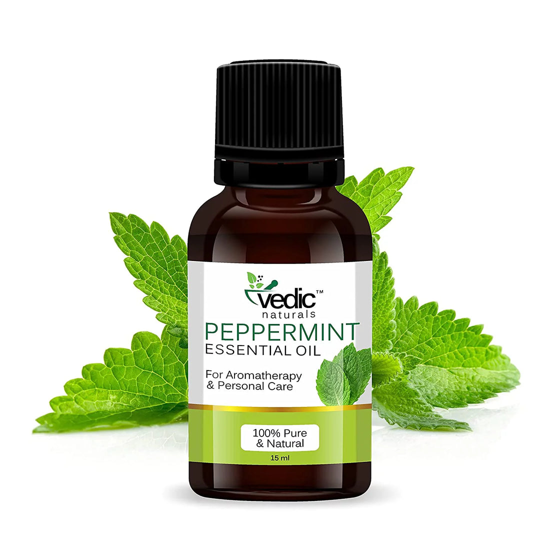 Vedic Naturals Peppermint Essential Oil For Aromatherapy & Personal care 100% Natural & Pure ,Organic for Steam Inhaler, Cough, Cold, Relaxing, Hair Growth - Camphor Family Premium Oil– 15 ml (15 ml)