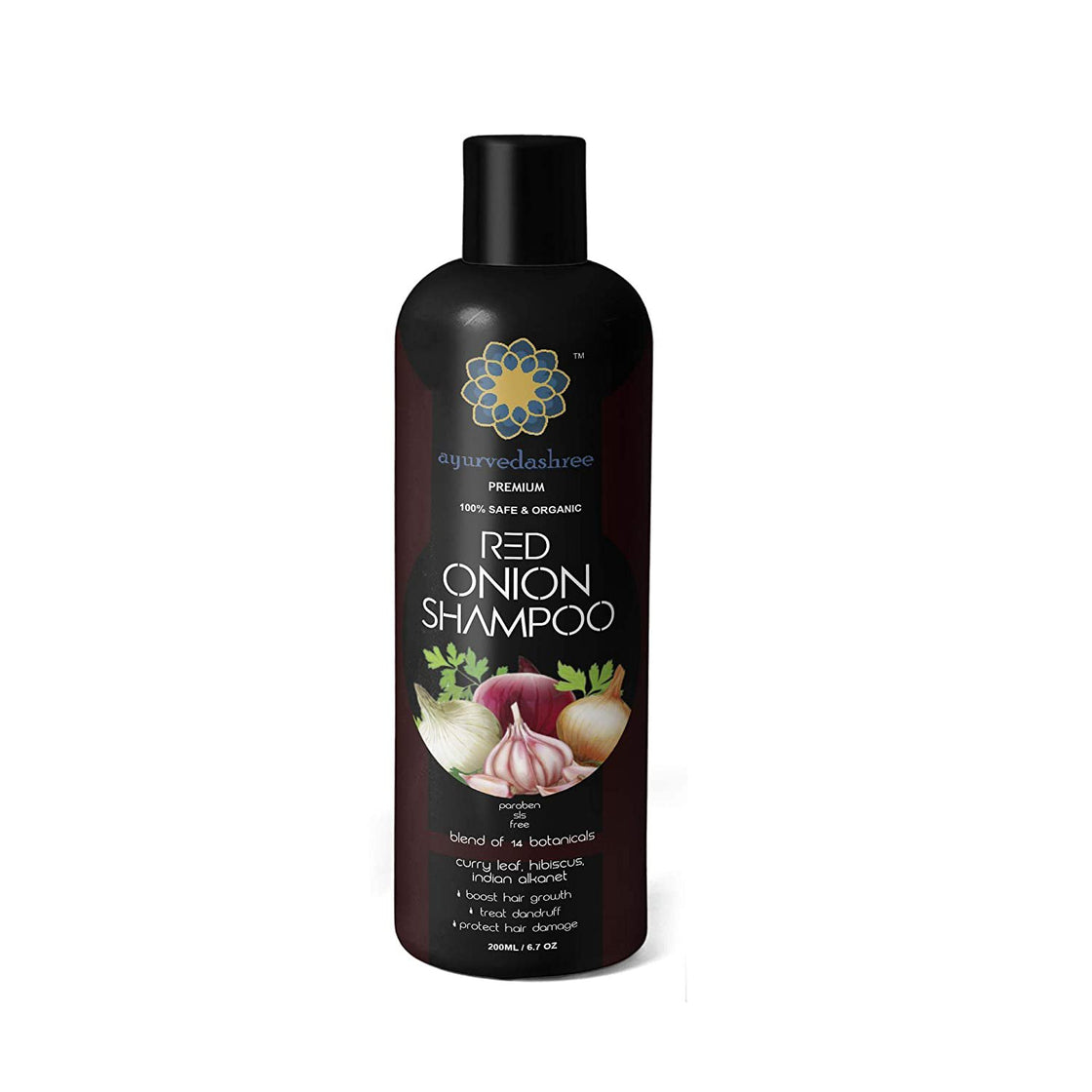 AYURVEDASHREE Red Onion Hair Growth & Hair Fall Control Herbal Shampoo 200ml