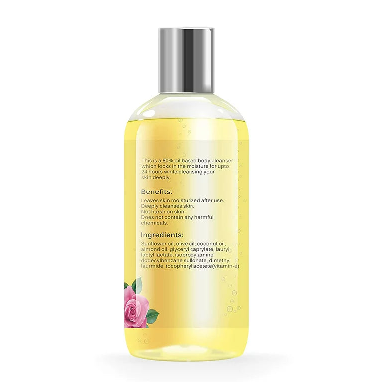 Vedic Naturals Body Oil Cleanser (Body Wash) . Shower Oil -300ml . Skin Hydration . Soft & Smooth Skin . With Goodness of Sunflower Oil , Coconut Oil , Olive Oil & Almond Oil . Natural & 100% Organic