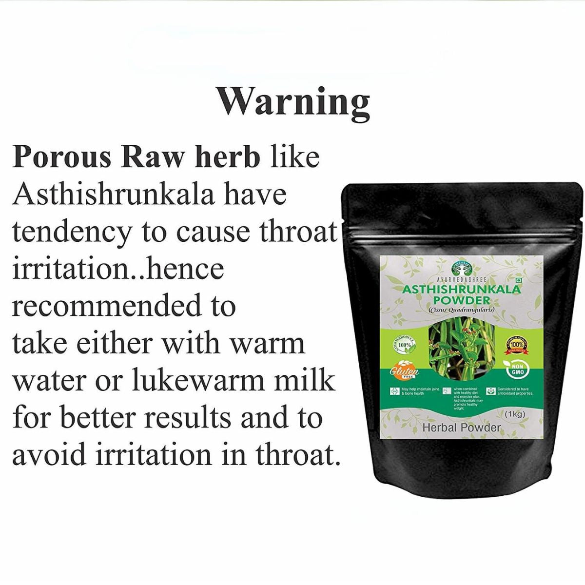 Asthishrunkala Powder Cissus Quadrangularis 1 Kg Pack | Non Gmo - Gluten Free