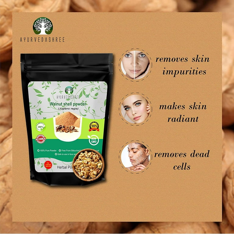 AYURVEDASHREE Walnut Shell Powder for Scrub Formulation 200 Gm | No Silica and Any Artificial Additives | for Homemade Natural Scrub | Exfoliating Face Mask, Exfoliates Skin Gently