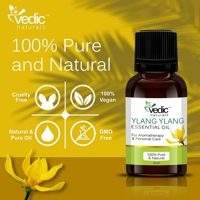 Vedic Naturals Ylang Ylang Essential Oil For Aromatherapy & Personal care 100% Natural & Pure – 15 ml (15 ml)