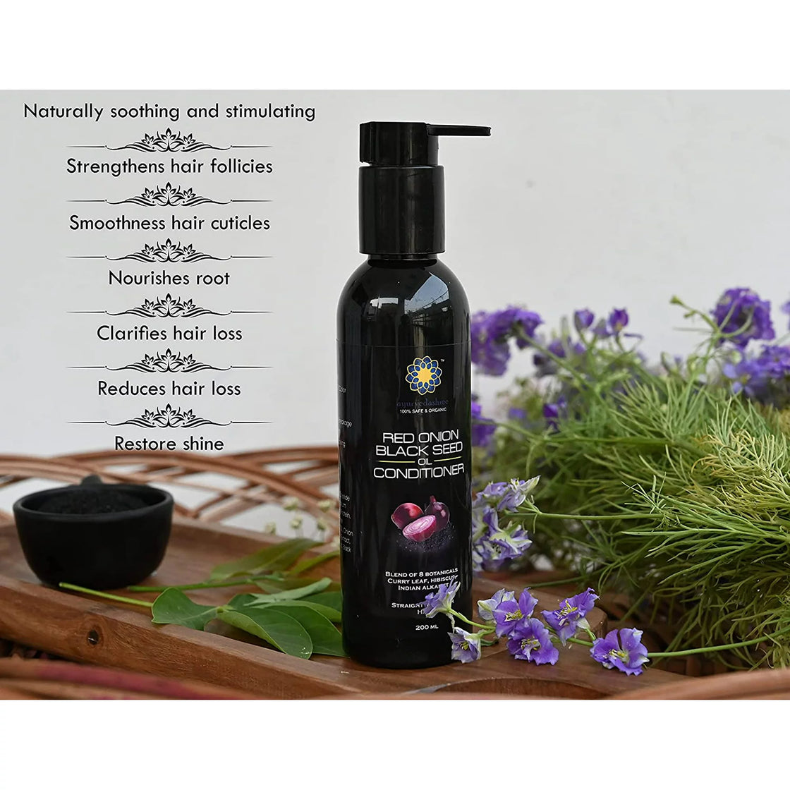 AYURVEDASHREE Red Onion Oil & Black Seed Oil Conditioner 200 ML | Blend of 8 Botanicals | | Deep Hair Conditioning for Dry Thin & Damaged Hair