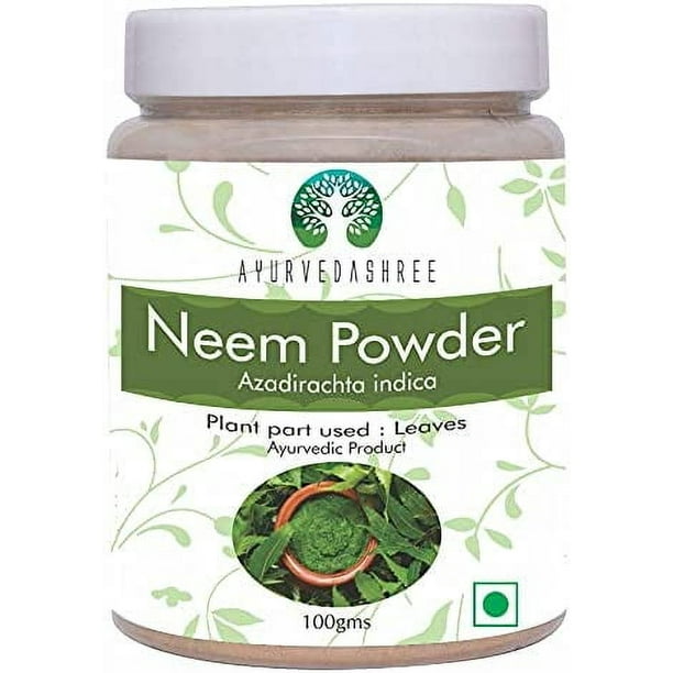 AYURVEDASHREE Neem Leaf Powder 100 Gm - Azadirachta Indica, Wild Crafted Neem Leaf Powder, Very Bitter Neem Supplement for Skin Hair and Detox, Non GMO, Gluten Free, Vegan