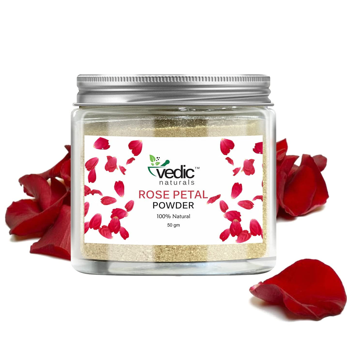 Vedic Naturals Rose Petal Powder 100% Natural, Skin Whitening & Anti Ageing Face Pack 50g