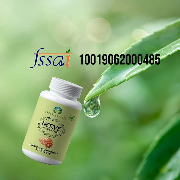 Ayurvedashree Nerve Support - 60Caps I Each Caplet Contains 1000mg High Strength of Ashwagandha and many more herbs for Healthy Nerves & Brain Functions I 100% Vegetarian