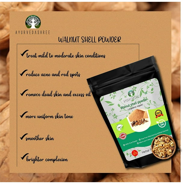 AYURVEDASHREE Walnut Shell Powder for Scrub Formulation 200 Gm | No Silica and Any Artificial Additives | for Homemade Natural Scrub | Exfoliating Face Mask, Exfoliates Skin Gently