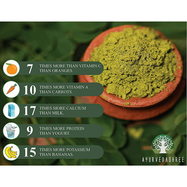 AYURVEDASHREE Moringa Leaf Powder 200 Gm, Moringa Olifera Powder, Lab Tested for Purity, Non GMO, GMP Certified, Vegan.