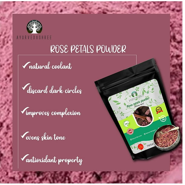 AYURVEDASHREE Rose Petals Powder 200 Gm | Rosa centifolia Natural Face Packs & Facial Mask Formulations | 100% Pure | Chemical-Free | Preservative-Free | No Artificial Color | Natural Skin Toner