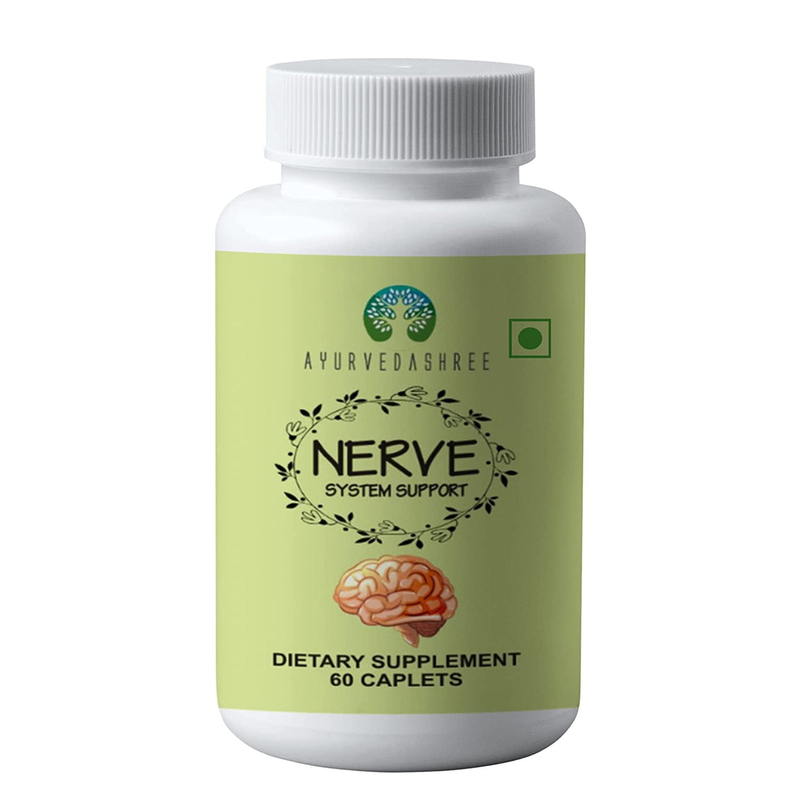 Ayurvedashree Nerve Support - 60Caps I Each Caplet Contains 1000mg High Strength of Ashwagandha and many more herbs for Healthy Nerves & Brain Functions I 100% Vegetarian